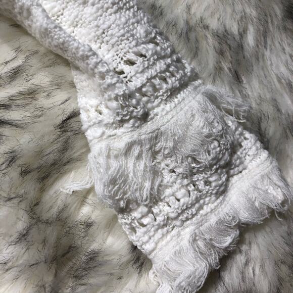 Fate white bohemian fringe knit cardigan sweater - Picture 6 of 9